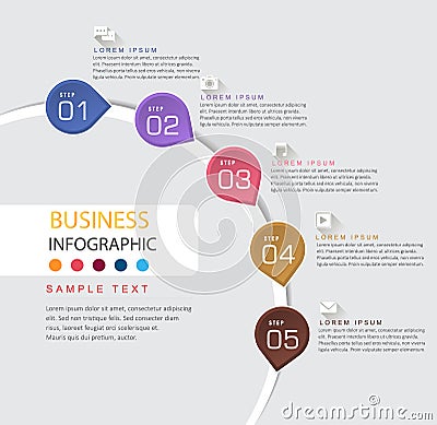Infographic design template and business timeline with 5 options Stock Photo