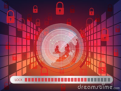 Ransomware alert, technology ,cyber secueity,cybercrime,wannacry Vector Illustration