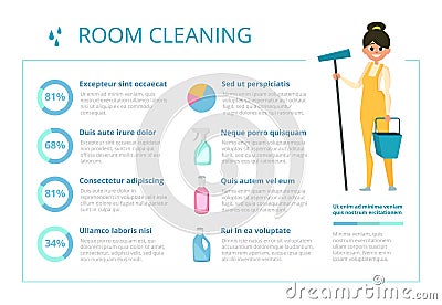 Infographic design template for cleaning service industry Vector Illustration