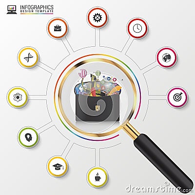 Infographic design template. Creative business case. Colorful circle with icons. Vector Vector Illustration