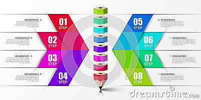 Infographic design template. Creative concept with 8 steps. Can be used for workflow layout, diagram, banner, webdesign. Vector Vector Illustration