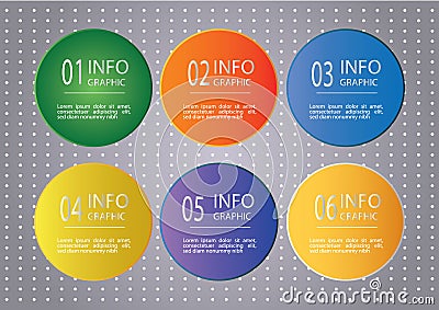 Infographic design template with numbers six option. Vector Illustration