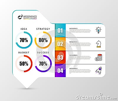 Infographic design template. Organization chart with 4 steps Vector Illustration