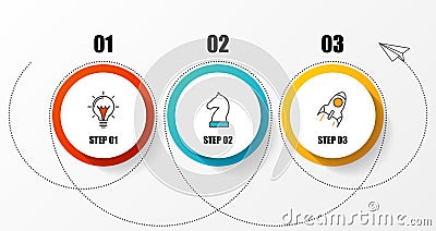 Infographic design template. Organization chart with 3 steps Vector Illustration