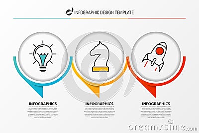 Infographic design template. Organization chart with 3 steps Vector Illustration