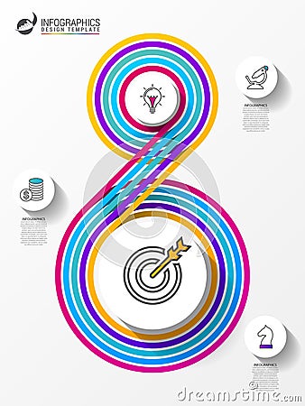 Infographic design template. Spiral concept with icons Vector Illustration