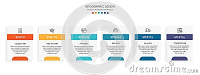 Steps business data visualization timeline process infographic template design with icons Vector Illustration