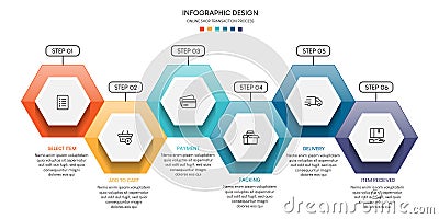 Steps business data visualization timeline process infographic template design with icons Vector Illustration
