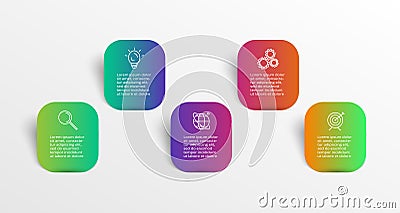 Abstract elements of graph, diagram with 5 steps, options, parts or processes. Template for diagram, graph, presentation Vector Illustration