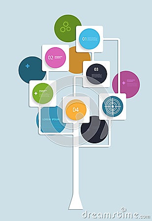 Infographic design with white squares and circles Vector Illustration