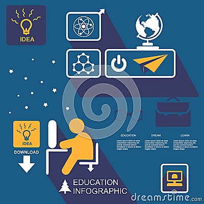 Infographic Education, , flat design, elements Cartoon Illustration