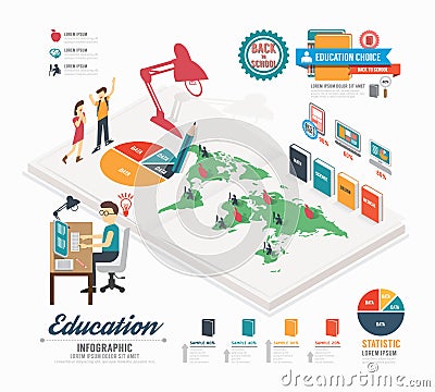 Infographic education template design . isometric concept vector Vector Illustration