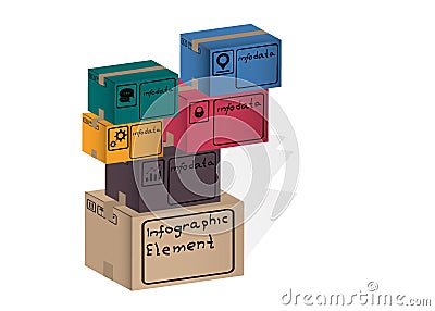 Infographic element, box, case, Vector Illustration