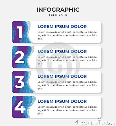 Infographic element with paper cut design and 4 points, numbering, list Vector Illustration