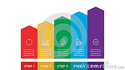 infographic element vector with five options, can be used for step, workflow, diagram, banner, process, business presentation Vector Illustration