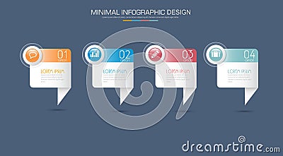 Infographic Elements with business icon on full color background circle process or steps and options workflow diagrams,vector Cartoon Illustration