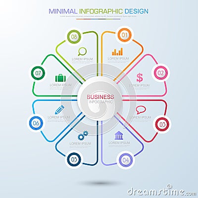 Infographic Elements with business icon on full color background process or steps and options workflow diagrams,vector design Cartoon Illustration