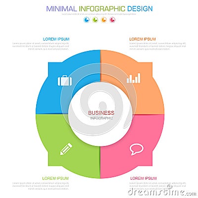 Infographic Elements with business icon on full color background process or steps and options workflow diagrams,vector design Cartoon Illustration