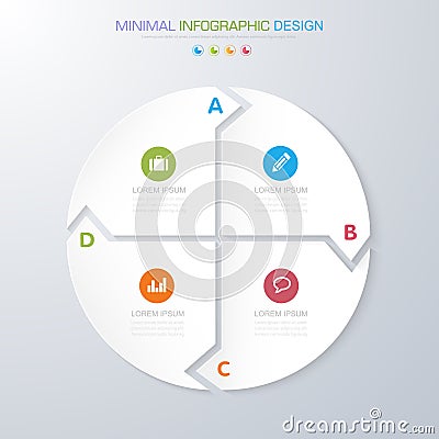 Infographic Elements with business icon on full color background process or steps and options workflow diagrams,vector design Cartoon Illustration