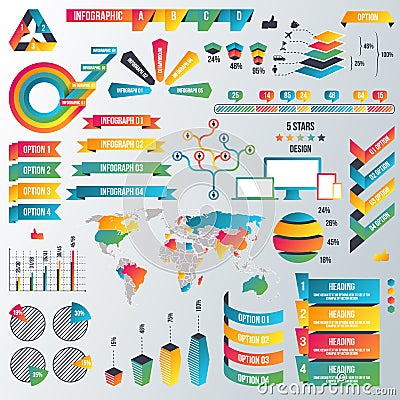 Infographic Elements Collection - Business Vector Illustration in flat design style for presentation, booklet, website Vector Illustration