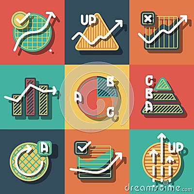 Infographic elements and diagrams icons set. Vector Illustration