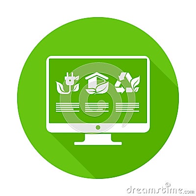 Infographic elements on monitor in green Vector Illustration