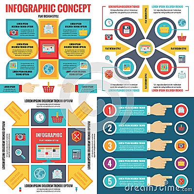 Infographic elements template business concept banners in flat design style for presentation, brochure, website and other project. Vector Illustration