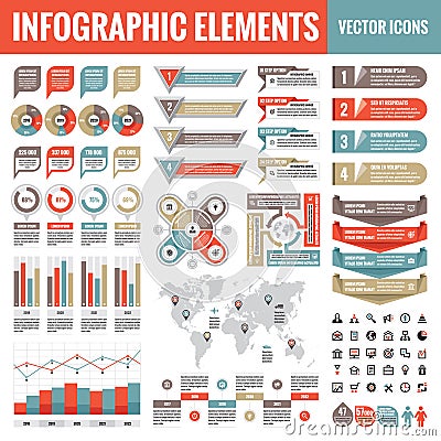 Infographic elements template collection - business vector Illustration in flat design style for presentation, booklet, website Vector Illustration