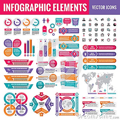 Infographic elements template collection - business vector Illustration in flat design style for presentation, booklet, website Vector Illustration