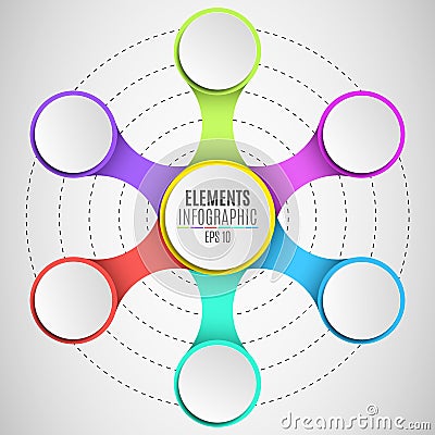 Infographic elements for your business projects. Empty, paper, three-dimensional circles in the style metaball. Multicolored conne Cartoon Illustration