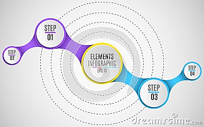 Infographic elements for your business projects. Paper, volumetric circles with numbers in the style metaball. Multicolored connec Cartoon Illustration