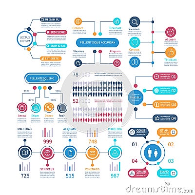 Infographic. Financial charts, workflow graph. Population infocharts. Analytics bar diagram. Teamwork vector Vector Illustration