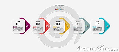 Five boxes square with rounded corners design of vector use describe various work processes and plans Vector Illustration