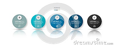 Five circle vector design can use for division of work duties of company and business. Vector Illustration