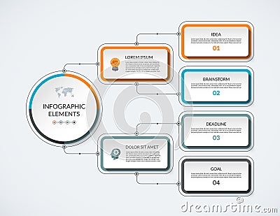 Infographic flow chart with 4 options Vector Illustration