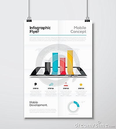 Infographic flyer with a smartphone vector concept illustration Vector Illustration