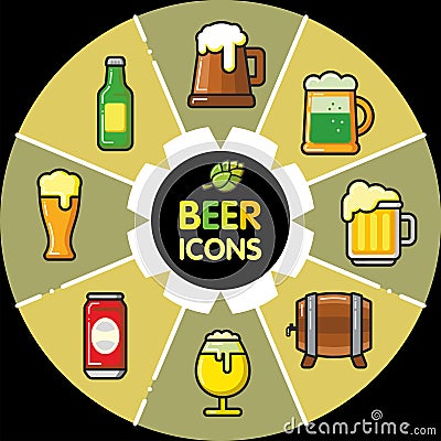 Infographic food icons_beer alcohol Vector Illustration