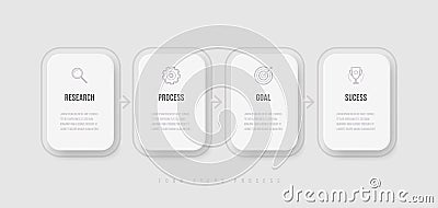 Infographic with four steps process for business concept. Vector flat illustration Cartoon Illustration