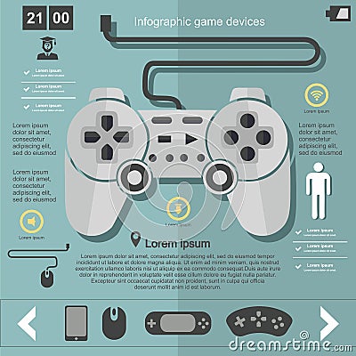 Infographic game devices for games on flat design Stock Photo