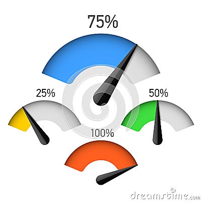 Infographic gauge chart element with percentage Vector Illustration