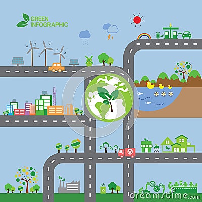 Infographic green ecology city Vector Illustration