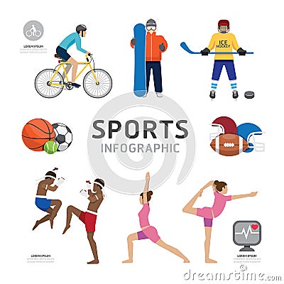 Infographic Health Sport and Wellness Flat Icons Template Design Vector Illustration