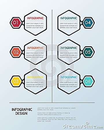 Infographic hexagon template. Vector Illustration