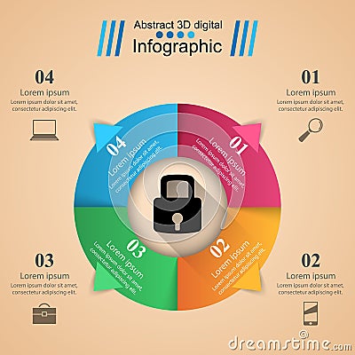 Infographic illustration. Lock icon. Vector Illustration