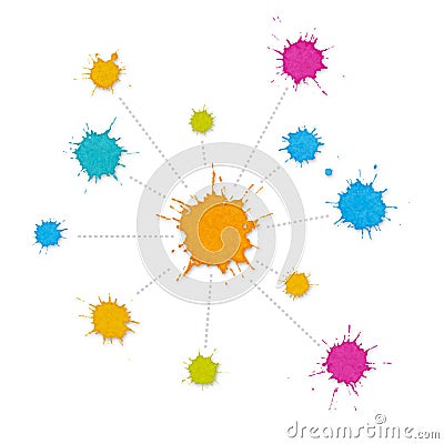 Infographic Interconnected Network of Paint Splashes Stock Photo