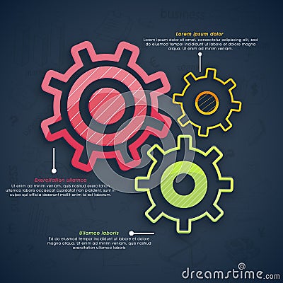 Infographic layout with colorful cogwheel. Stock Photo