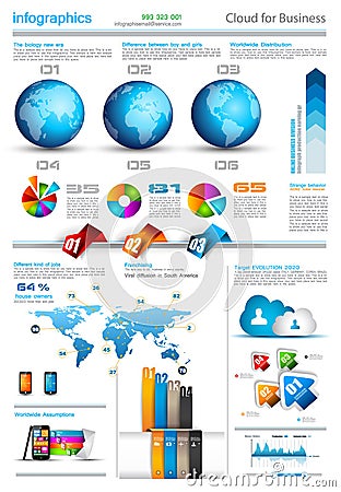 Infographic layout template with world maps. Stock Photo