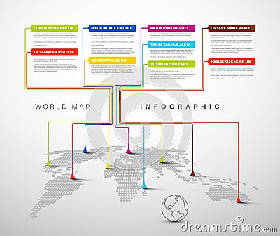 Infographic: Light World map with pointer marks Vector Illustration