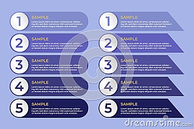 Infographic list menu and list number in purple background Vector Illustration