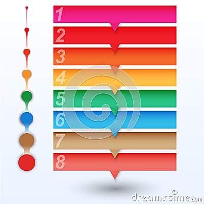 Infographic list with numbers on colored lines. Vector Illustration